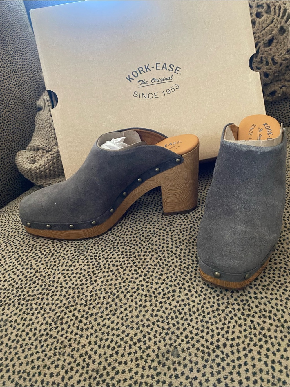 Kork Ease Sudbury gray suede clogs 8 NEW NIB